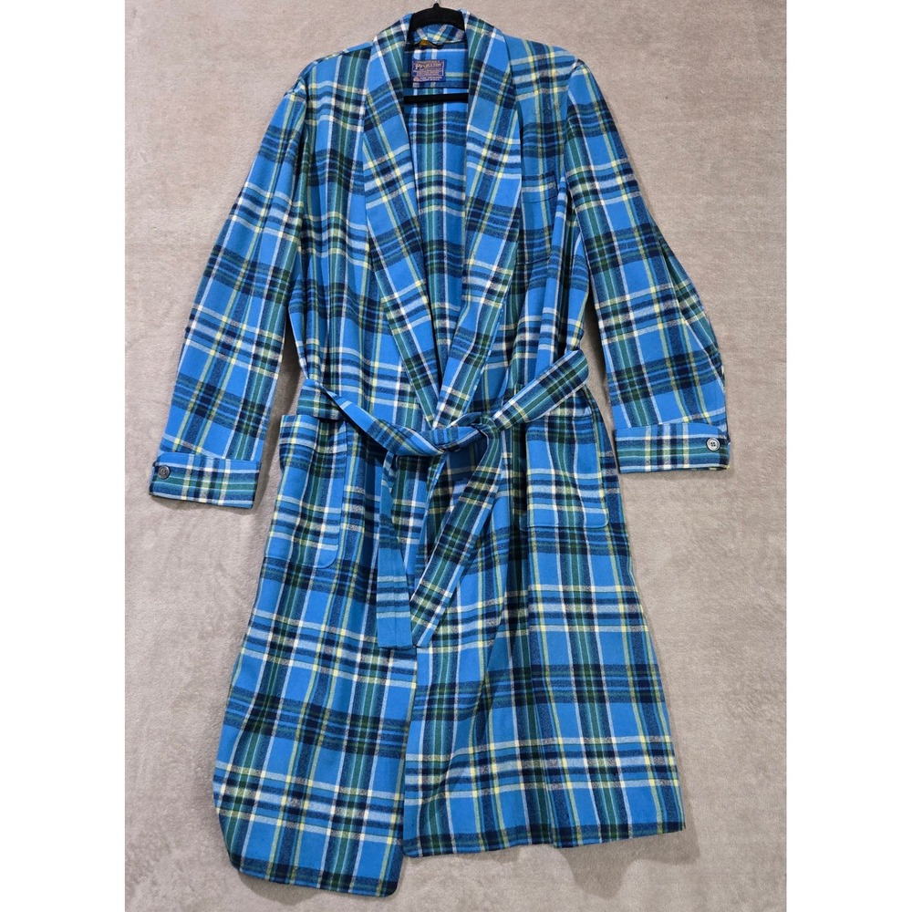 Vtg Pendleton Plaid Wool Robe Men Medium Tartan Heritage Cabin Grandpa USA